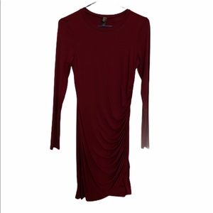 Francesca’s Burgundy Ruched long sleeve dress